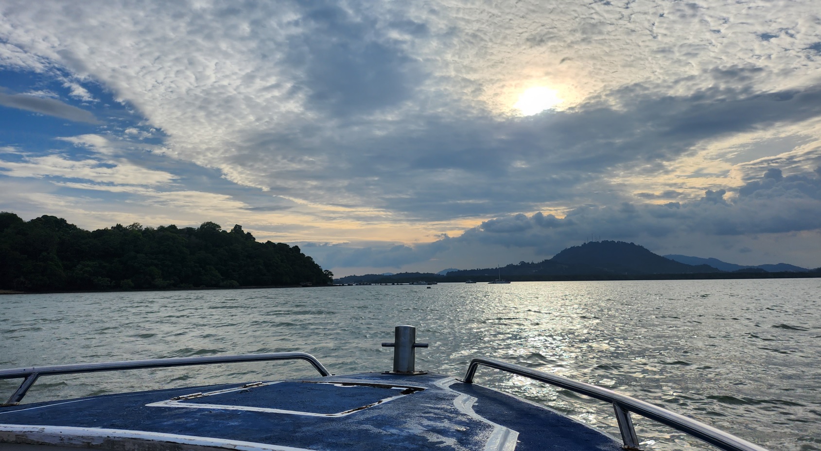 Boat ride back in the setting sun