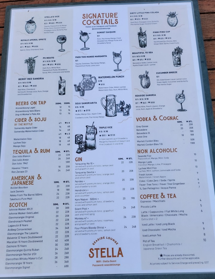 stella seaside lounge menu