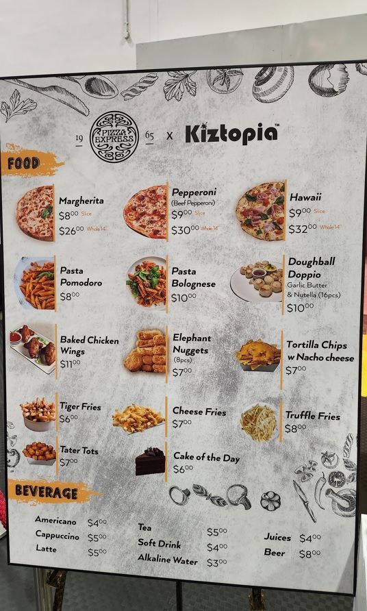 Jumptopia cafe menu
