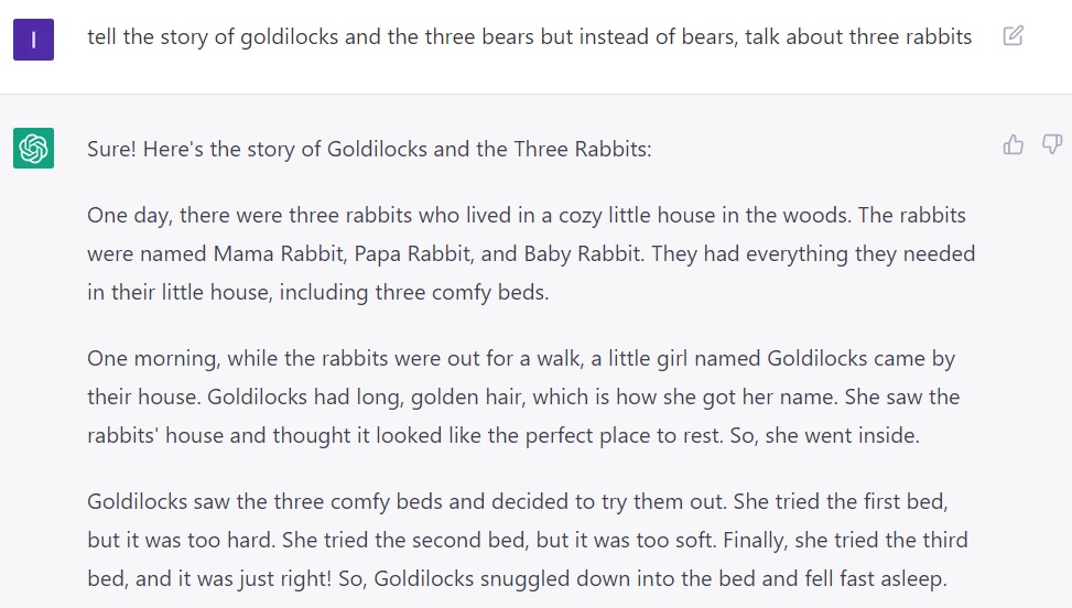 Goldilocks and the three rabbits.